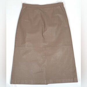 Pia Rucci GENUINE LEATHER A Line Skirt with Pockets Back Slit Korea Made Size 10